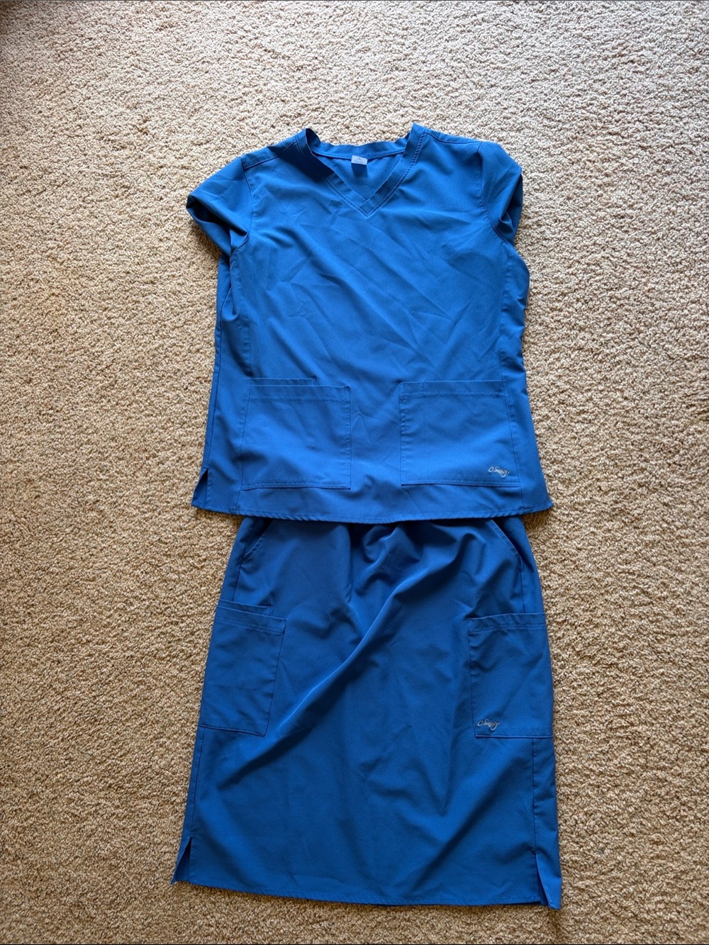 C.Saucy Cherokee Women's Blue Scrub Skirt Set